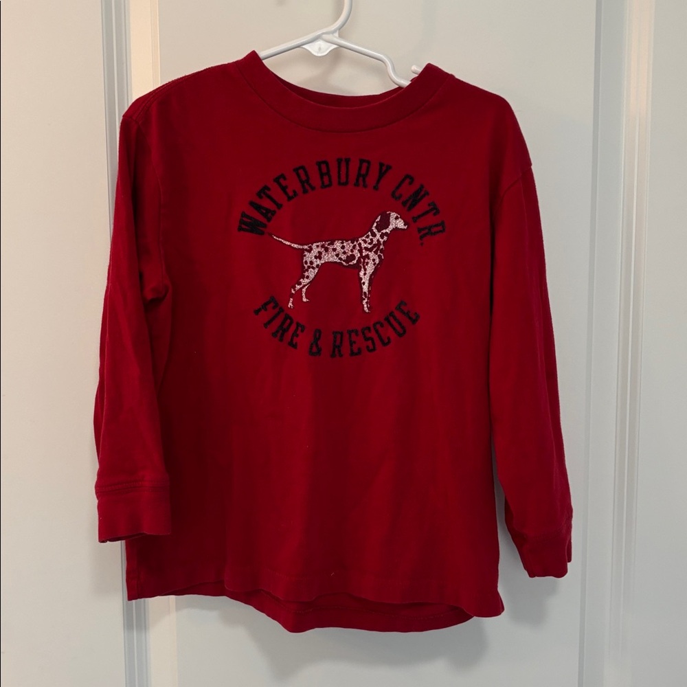 J. Crew Crew Cuts Red Fire & Rescue Dalmatian Long Sleeve Shirt boys medium 5-6